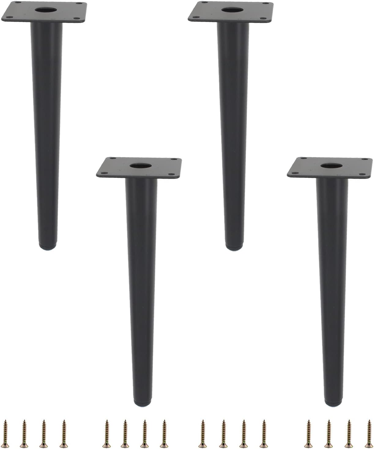 lot 226 image: Four Pack of Furniture Legs, Black Metal Round Tapered Heavy Duty, Great for Bar, Bed, Table, Chairs, Couch, Create Your Own Artistic Furniture, 55 Centimeters22 Height