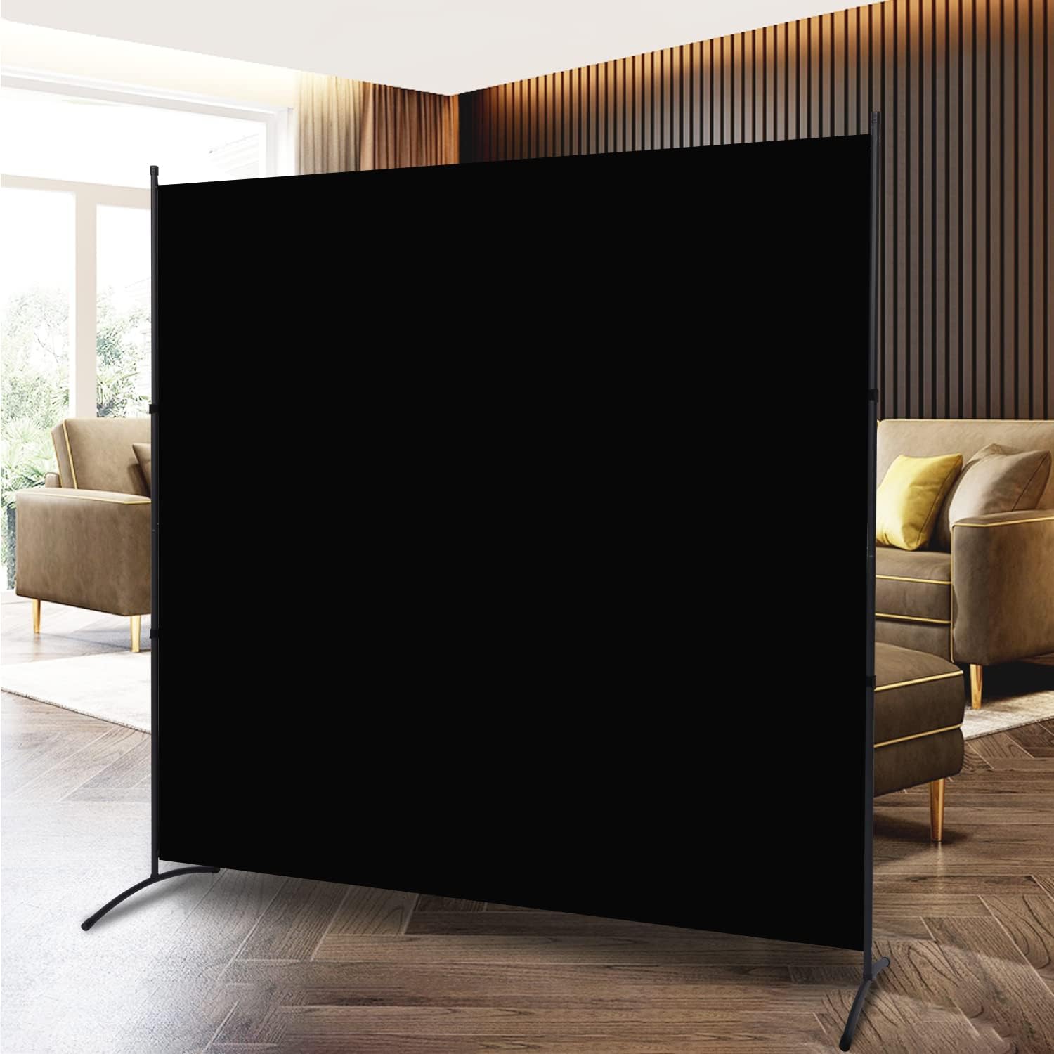 lot 234 image: Black Room Divider Single Panel Privacy Screen 71x72 Thick Fabric, Six Feet Tall, Great for Bedrooms, Offices, Schools, and More HOMESCREENER Brand
