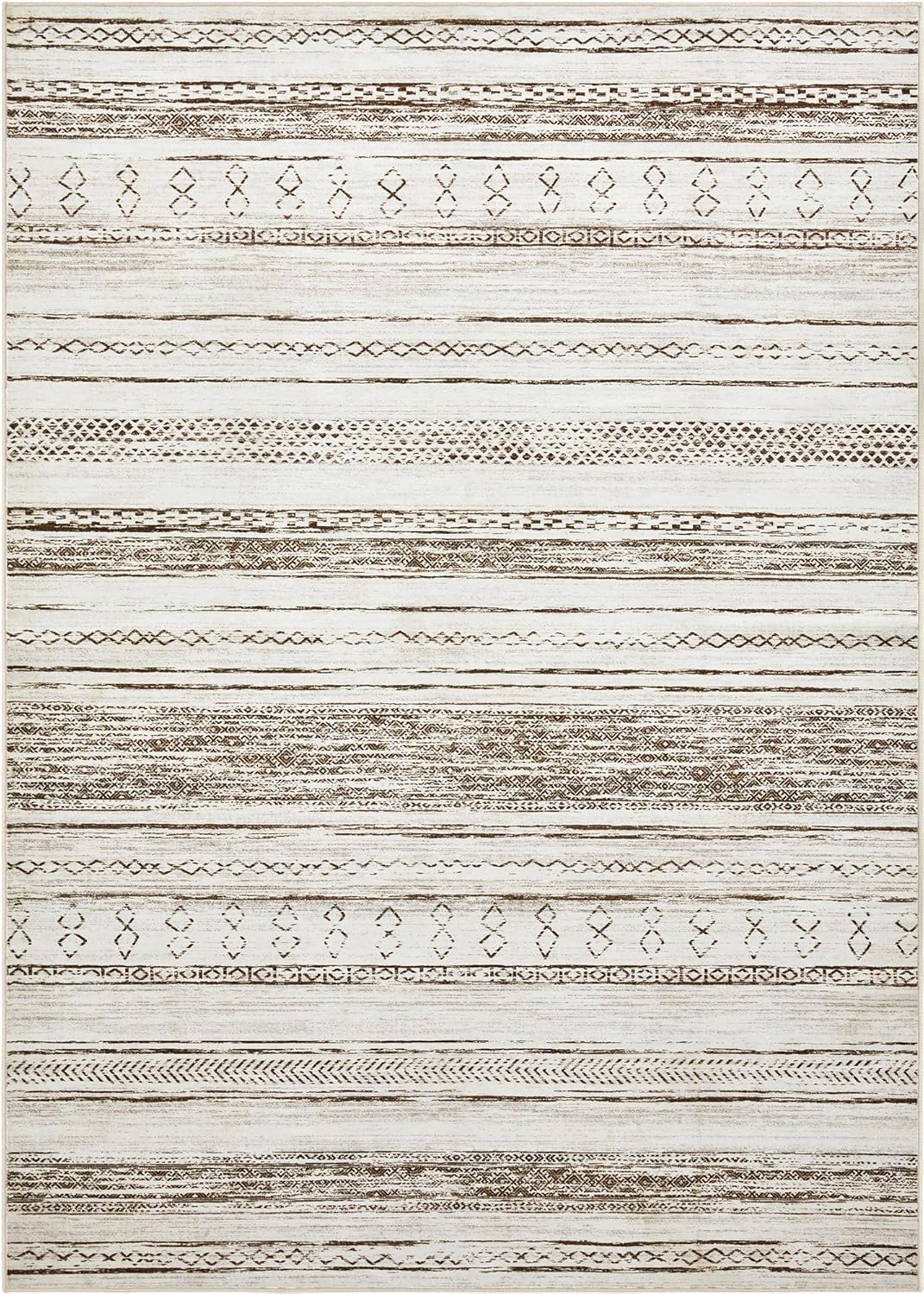 lot 241 image: Area Rug 9-feet by 12-feet, Large Soft Washable, Neutral Boho Moroccan Indoor Living Room Rug, Great for Home, Office, Dining, Bedroom or Living Room