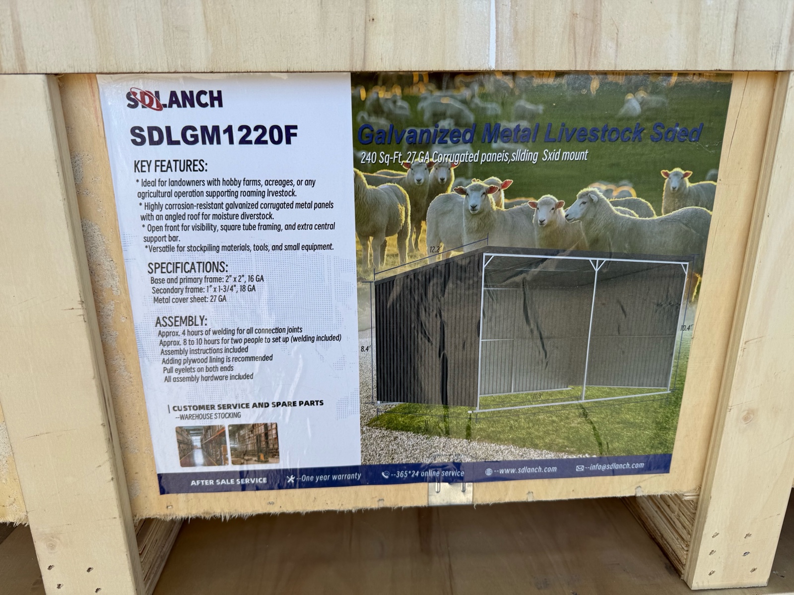 lot 199 image: SDLGM1220F Galvanized Metal Livestock Shed