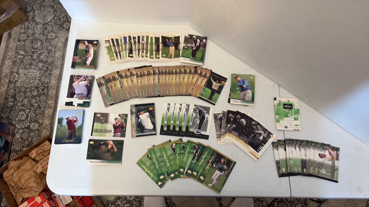 lot 116 image: UPPER Deck golf cards Tiger Woods, Chris Dimarco, Jack Nicklaus, Sergio Garcia
