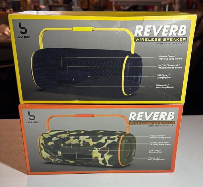 lot 35 image: (2) BASS Jaxx reverb wireless speakers