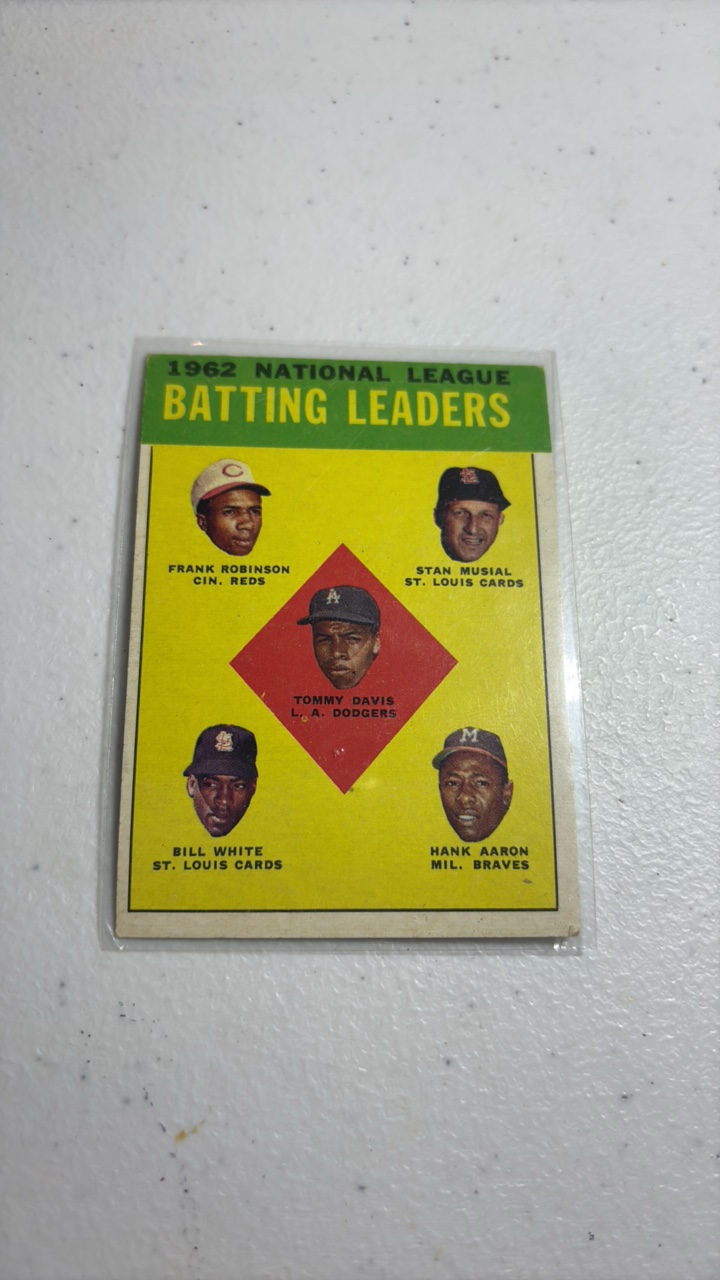 lot 48 image: TOPPS 1962 National League Batting Leaders card