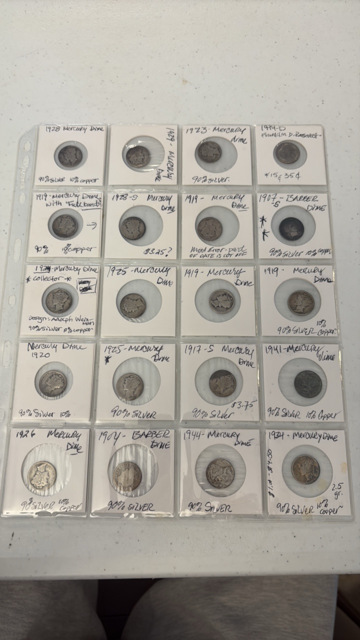 (20) MERCURY Dimes 1904-1941