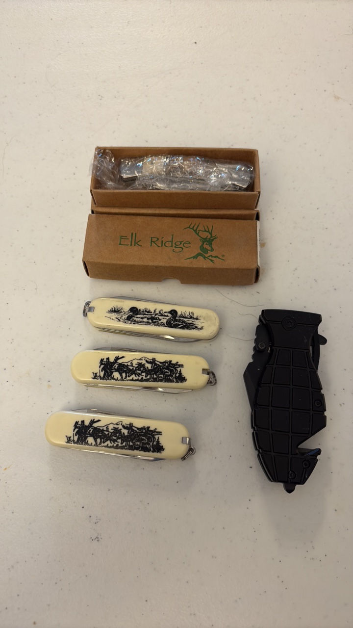 lot 78 image: (6) SCRIMSHAW knives