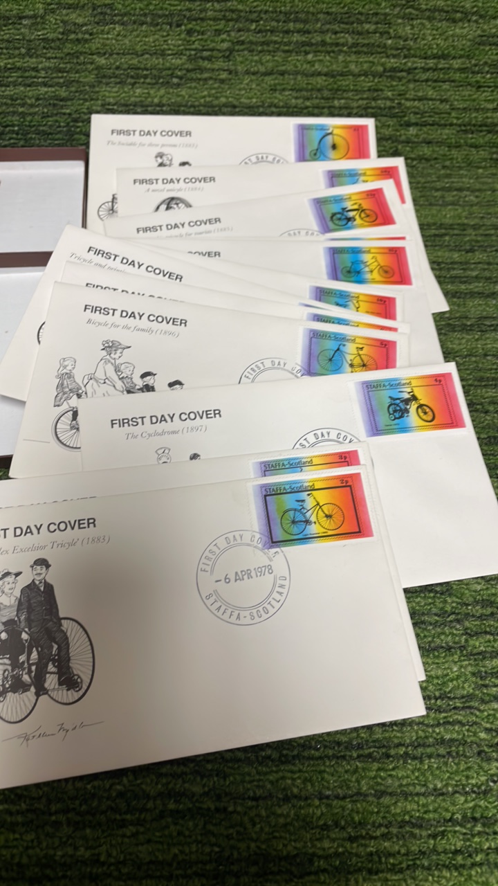 lot 105 image: Limited Edition 100th anniversary commemorative first day cover set from Staffa Scotland -Bicycle Stamps Collection