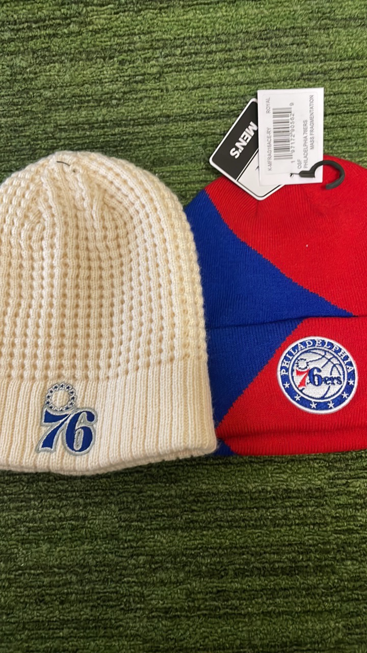lot 114 image: Two Philadelphia 76ers winter beanie HATS -Brand New Never Used