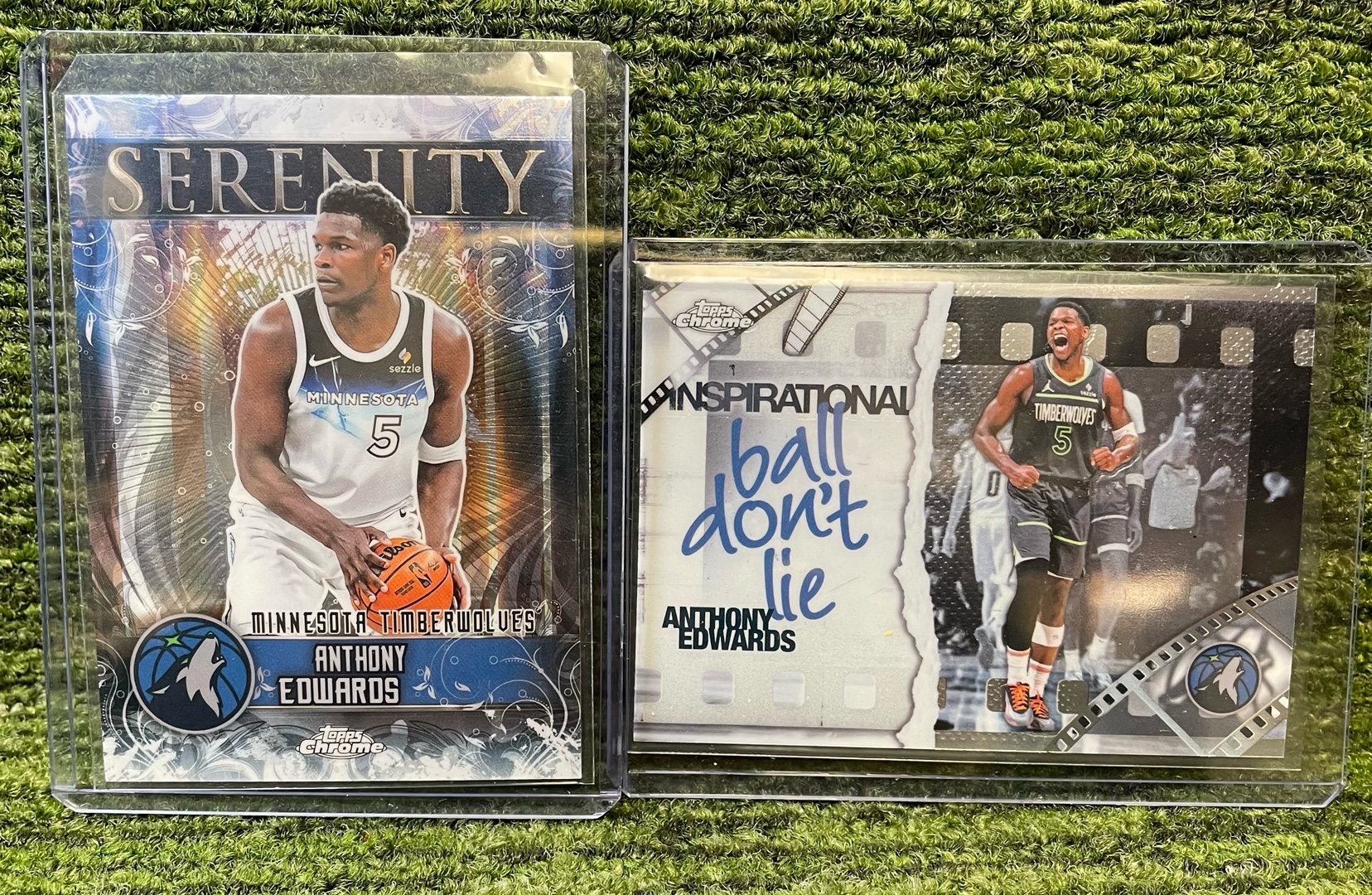 lot 124F image: 2025 Topps Chrome NBA Anthony Edwards Serenity & Inspirational Insert -Minnesota, Minnesota Timberwolves