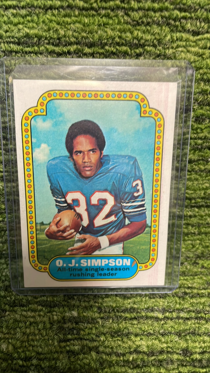 lot 129 image: 1974 Topps record breaker- O.J. Simpson