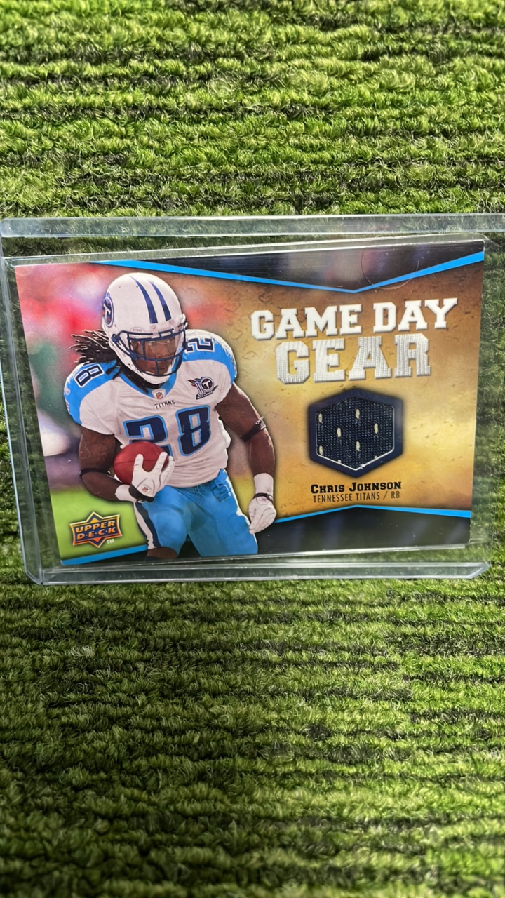 lot 131 image: 2009 Upper Deck NFL Chris Johnson game day gear -Tennessee Titans