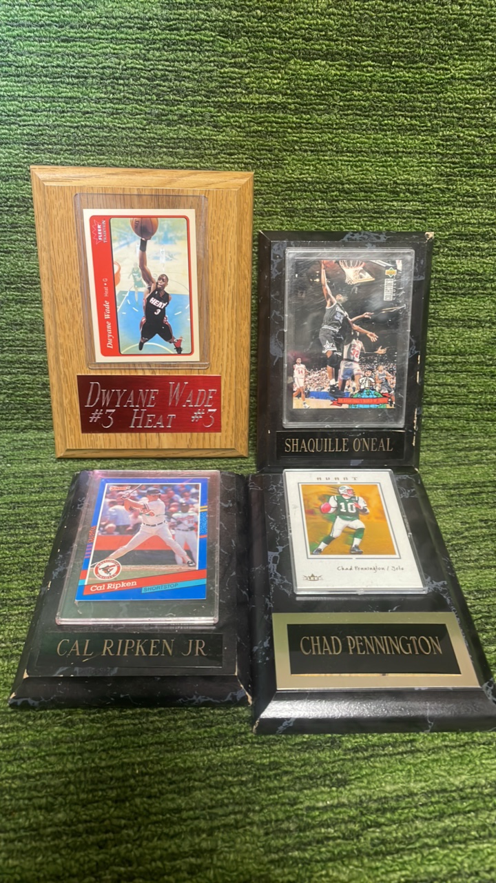 lot 177 image: Mixed plaques Lot, Shaquille ONeal, Dwyane Wade Cal, Rick Kim Junior, and Chad Pennington