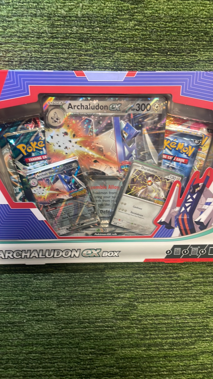 lot 18 image: Sealed Pokemon Archaludon EX box with 4 booster packs, 1 oversize Foil and promo cards