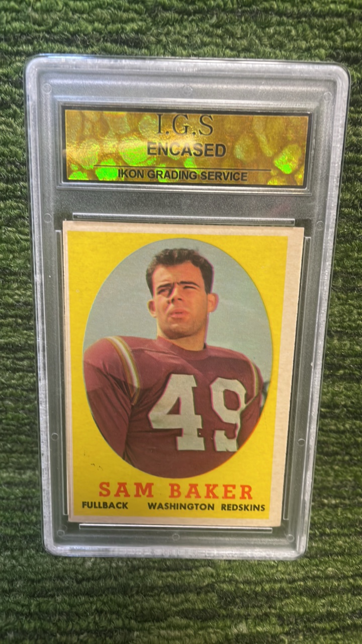 lot 183 image: 1958 Topps, Sam Baker Washington Redskins encased