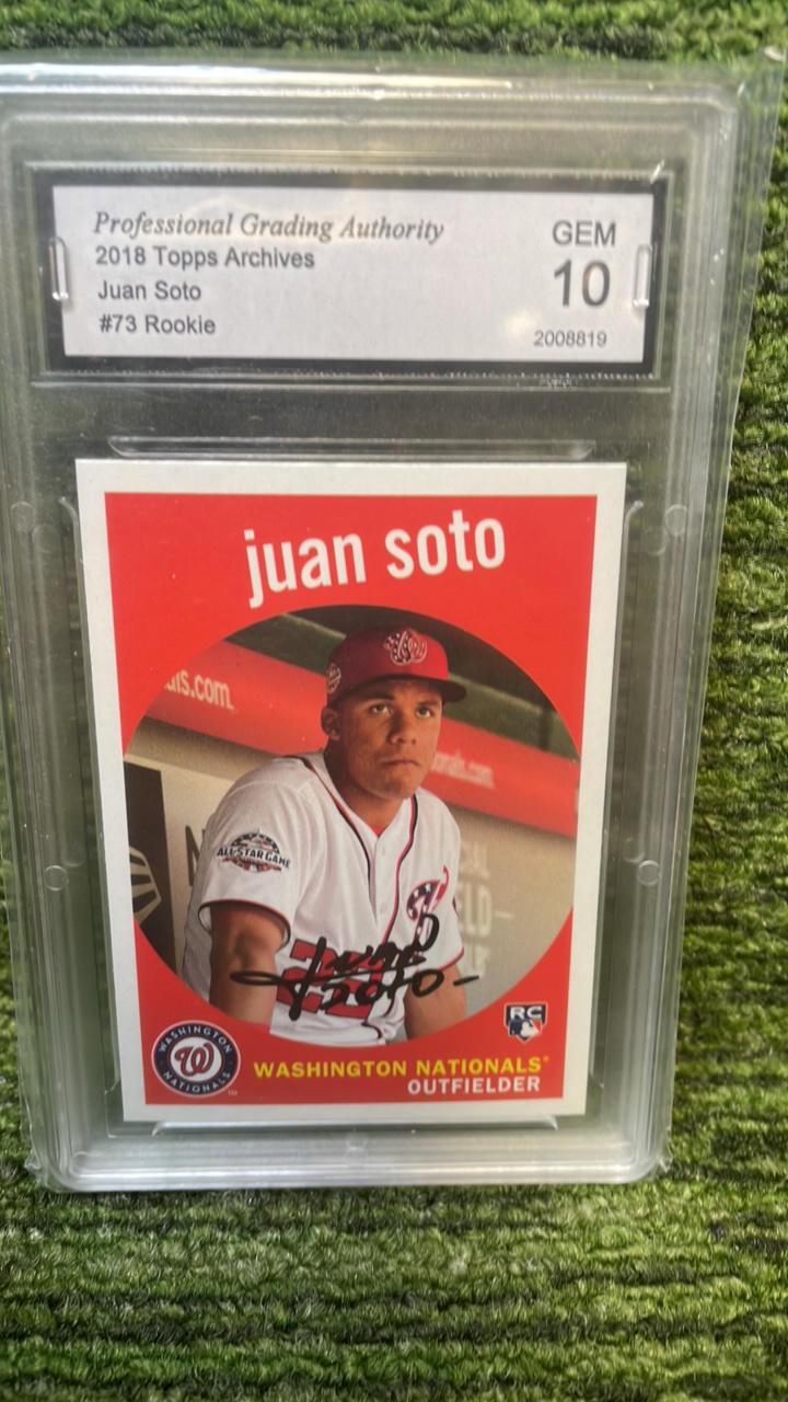 lot 205P image: 2018 Topps Archives Juan Soto RC graded GEM10