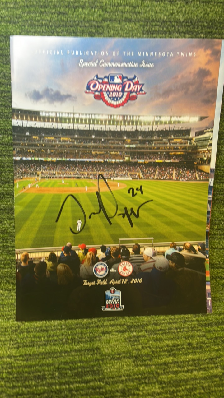 lot 215 image: Minnesota Twins, Trevor Ploof autographed opening day official publication 2010
