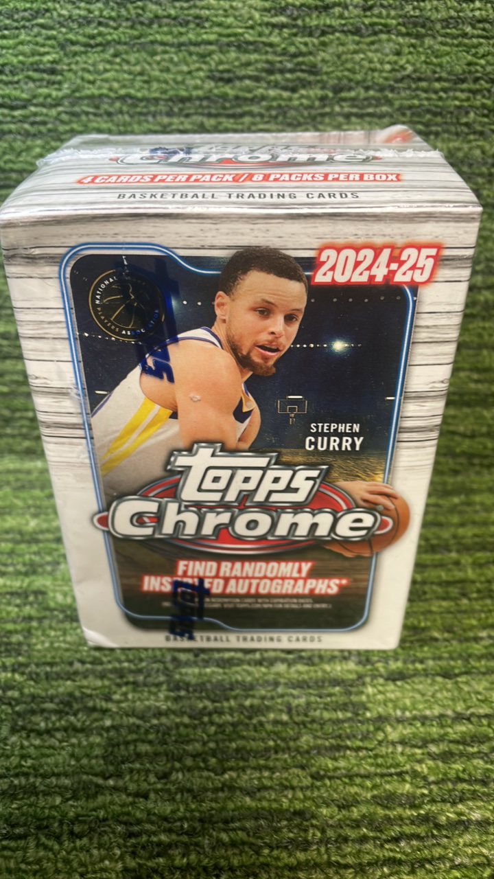 lot 219 image: 202425 Topps Chrome blaster box 4 cards per pack 8 packs per box