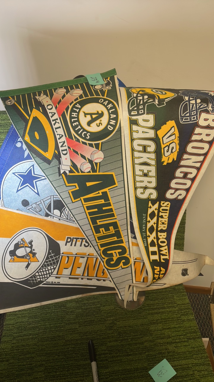 lot 234 image: Random assortment of mixed sports pendants with Super Bowl pennant