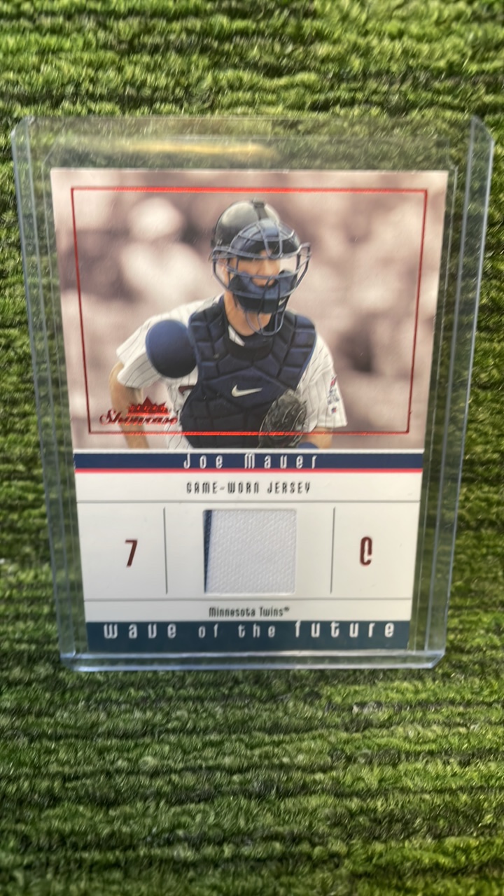 lot 247 image: 2005 Fleer Joe Mauer Wave of the Future game orange jersey number610