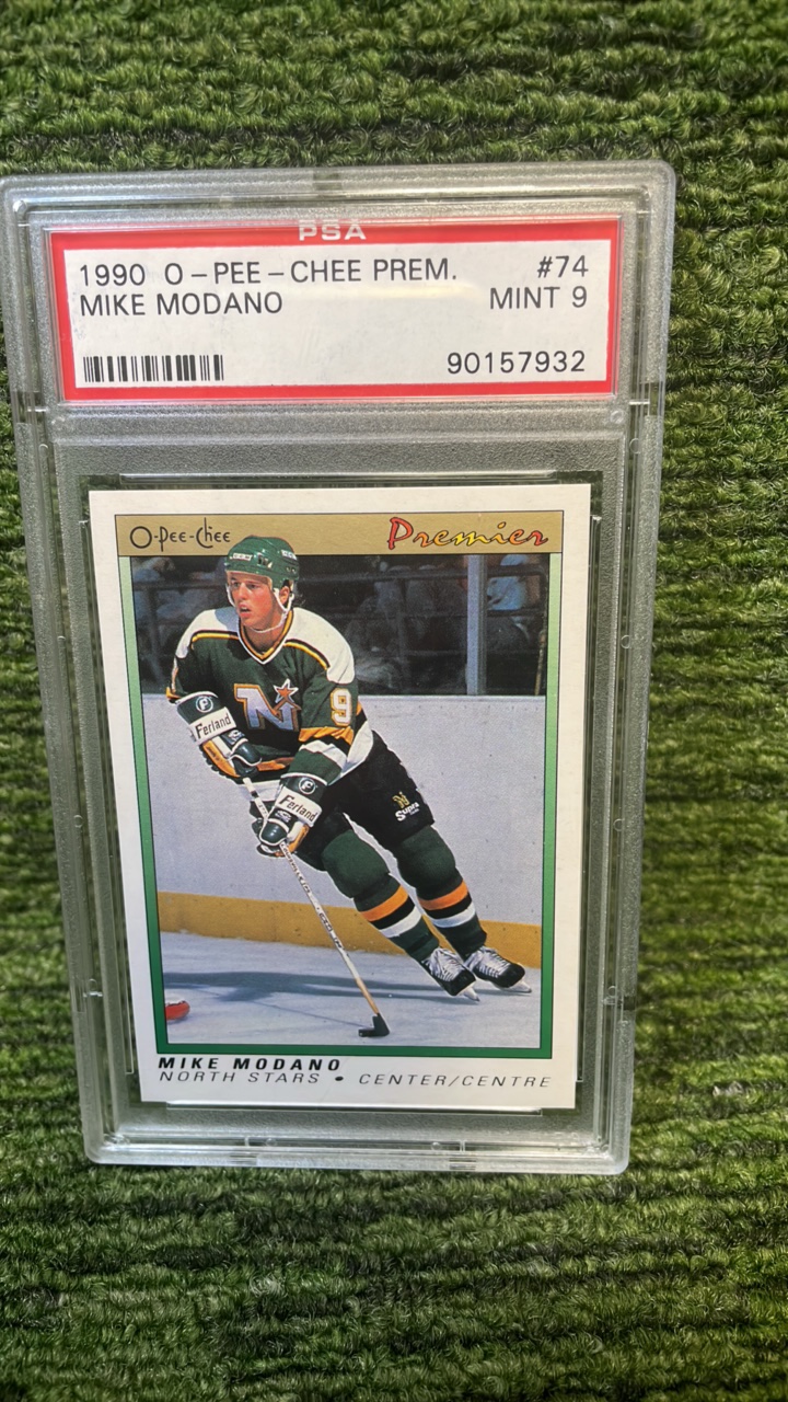 lot 249B image: 1990 OPC  premier Mike Modano PSA graded MINT 9