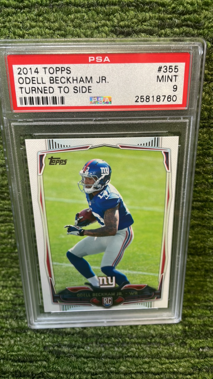 lot 251A image: 2014 Topps, Odell Beckham Junior turn to the side PS 9 New York Giants RC rookie card