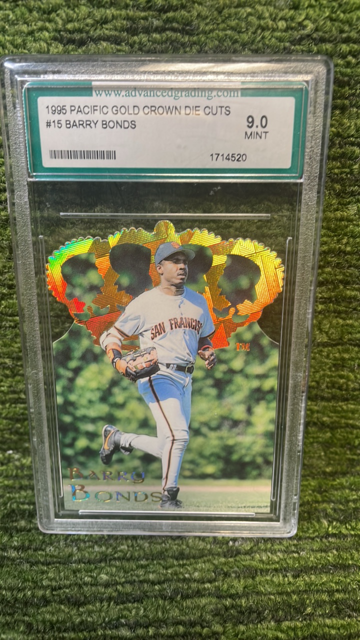lot 254 image: 1995 Pacific Gold Crown diecuts Barry Bonds graded 9