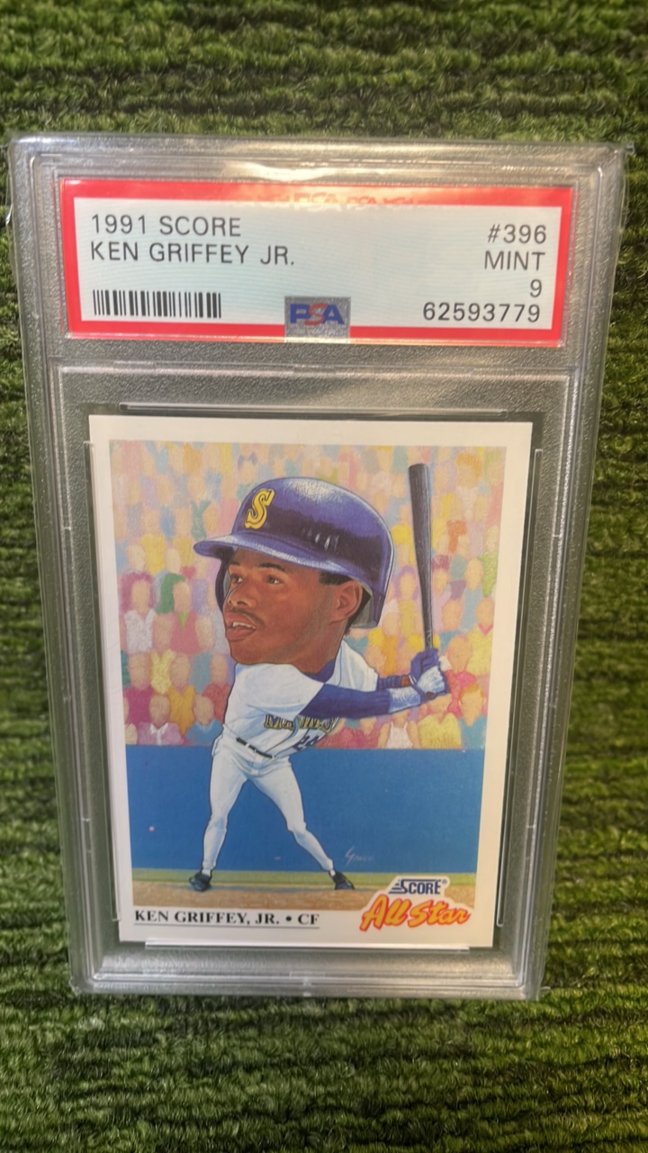 lot 255 image: 1991 Score Ken Griffey Jr. BIG Head PSA Graded 9 Seattle Mariners