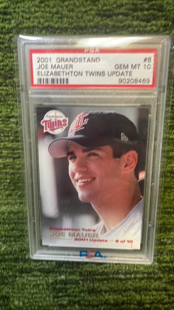 lot 256 image: 2001 Grand Stand Joe Mauer Elizabethton Twins Update PSA graded GEM MT 10, Minnesota Twins