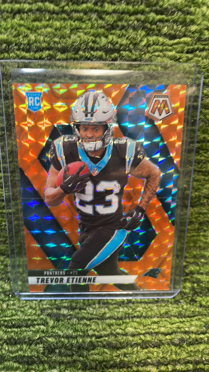lot 25A image: 2025 Panini Mosaic football Trevor ETIENNE rookie card RC