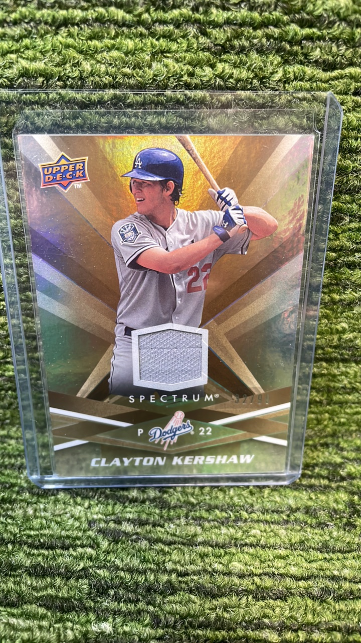 lot 27 image: 2009 Upper Deck spectrum MLB Clayton Kershaw game use memorabilia numbered 99