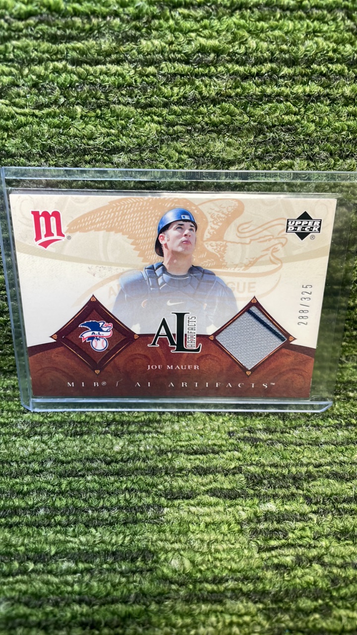 lot 28 image: 2005 Upper Deck, Joe Mauer artifacts numbered to  325