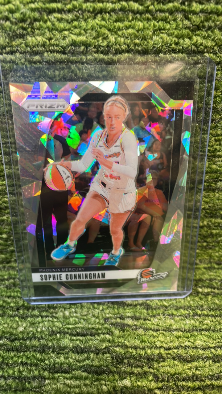 lot 31A image: 2024 Panini PRIZM Sophie Cunningham white sparkle cracked ice- Mercury