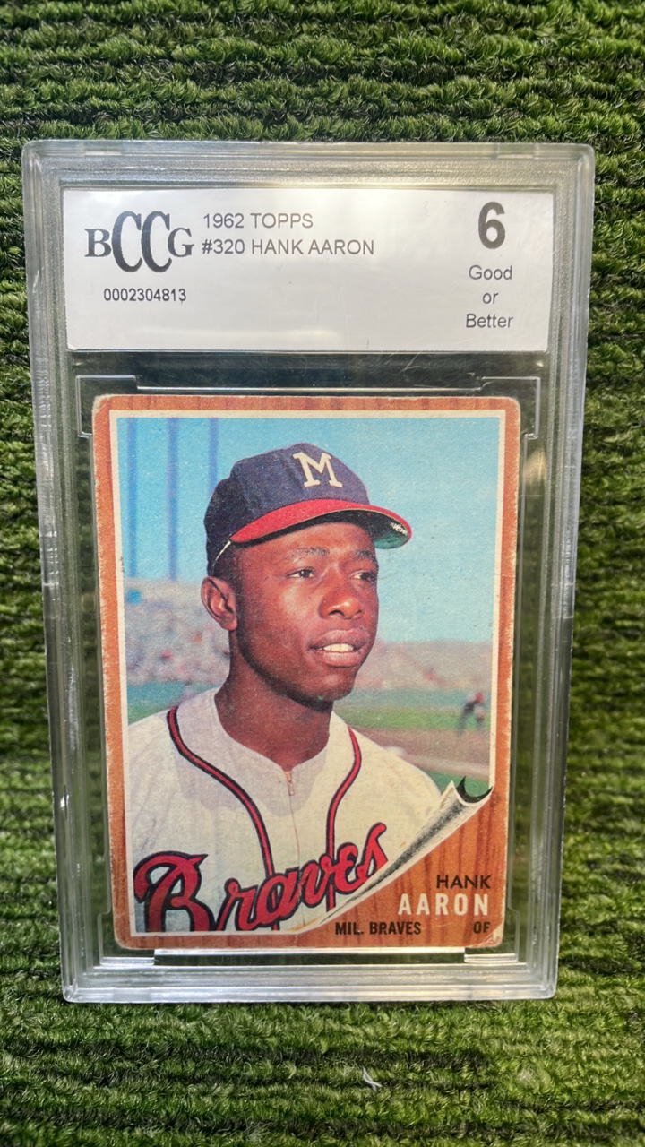 lot 35 image: 1962 Topps Hank Aaron- Mil. Braves-BCCG Graded 6