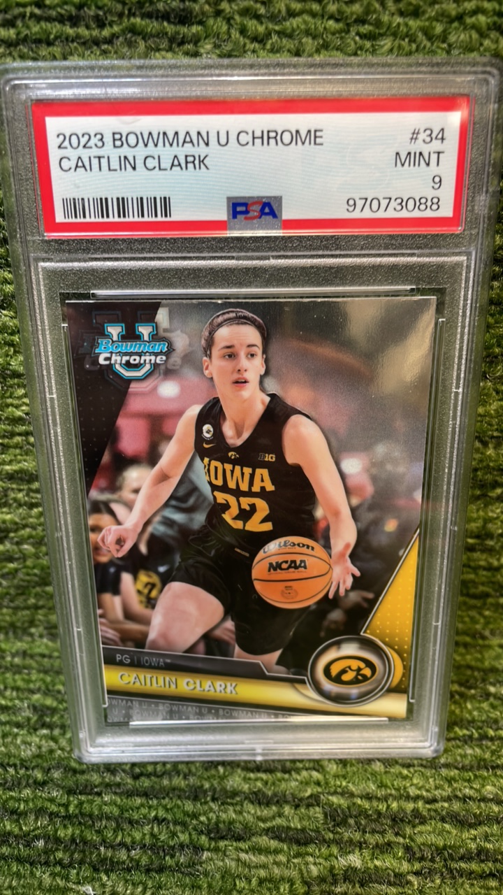 lot 37C image: 2023 Bowman U Chrome Caitlin Clark PSA graded 9 Iowa Hawks