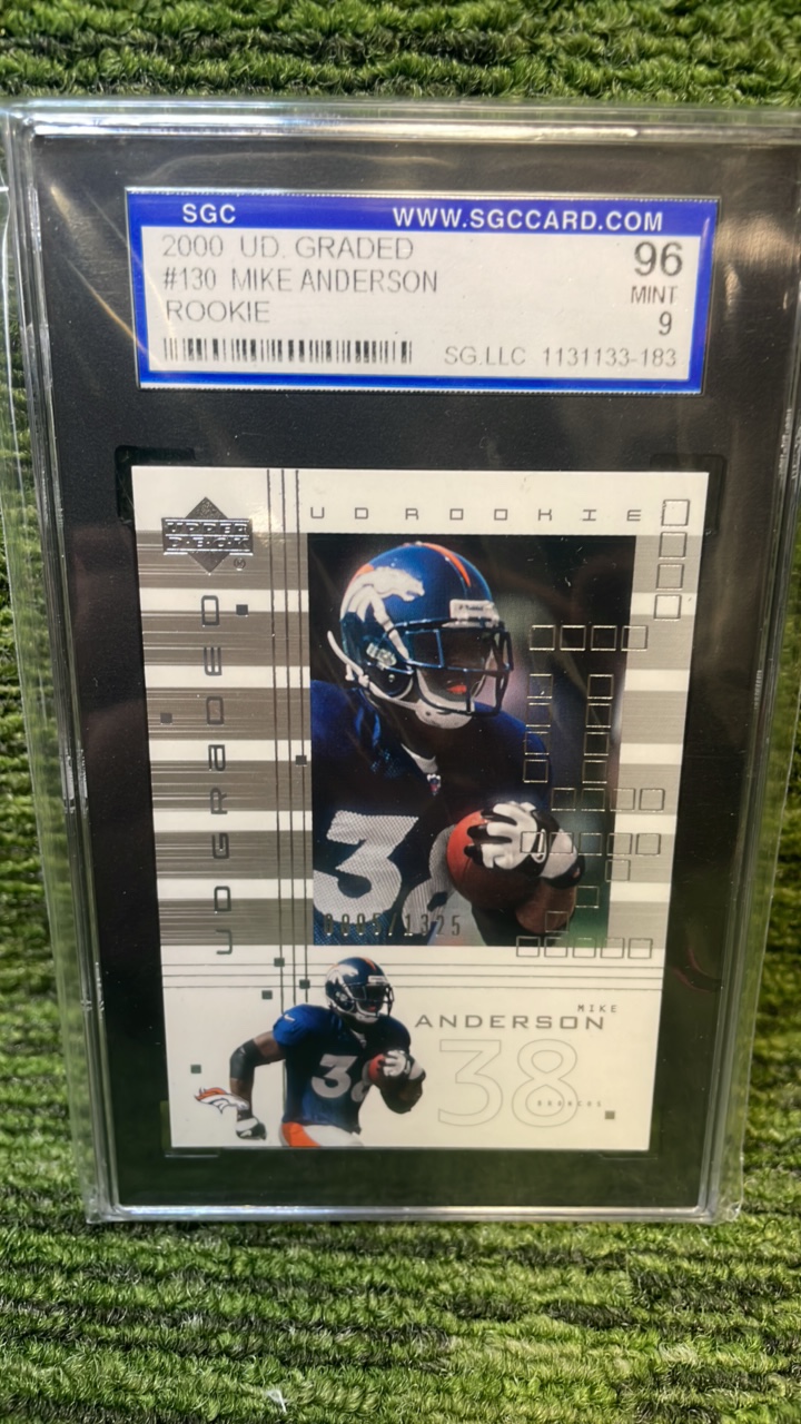 lot 40 image: 2000 Upper Deck, Mike Anderson, rookie card RC graded 9 Denver Broncos