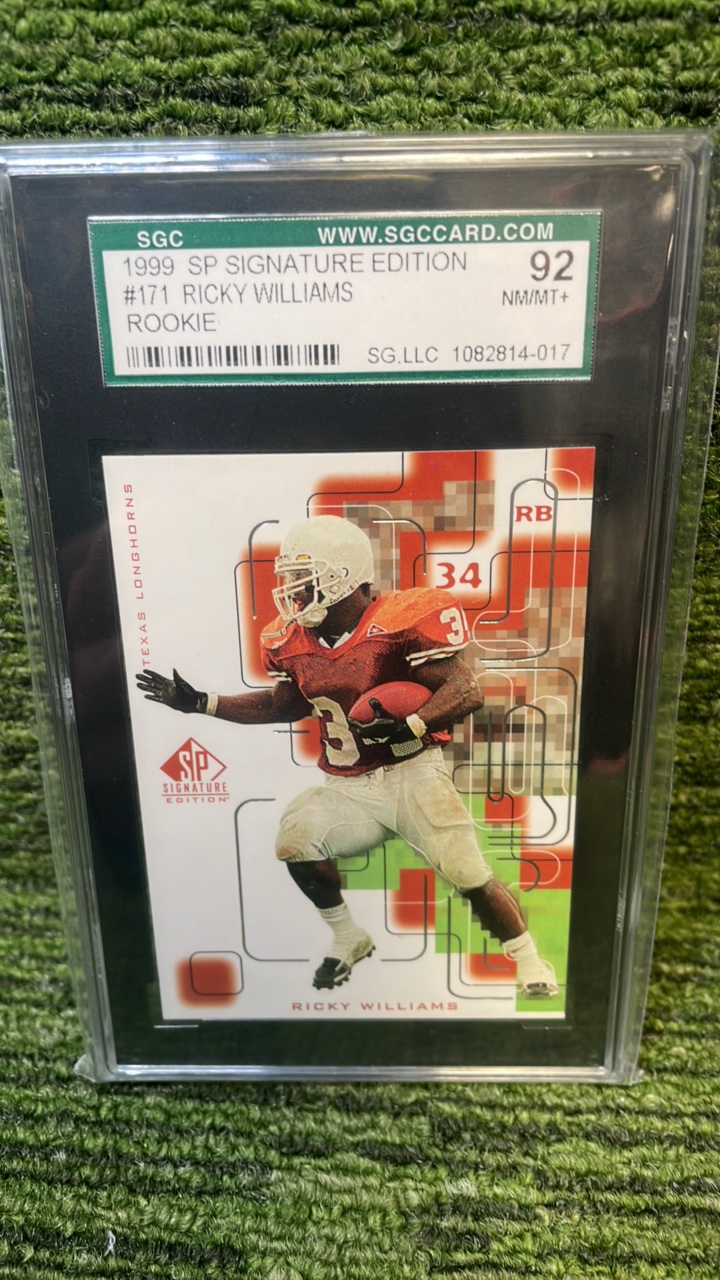 lot 41 image: 1999 SP Signature Edition Ricky Williams, rookie card RC graded Texas Longhorns