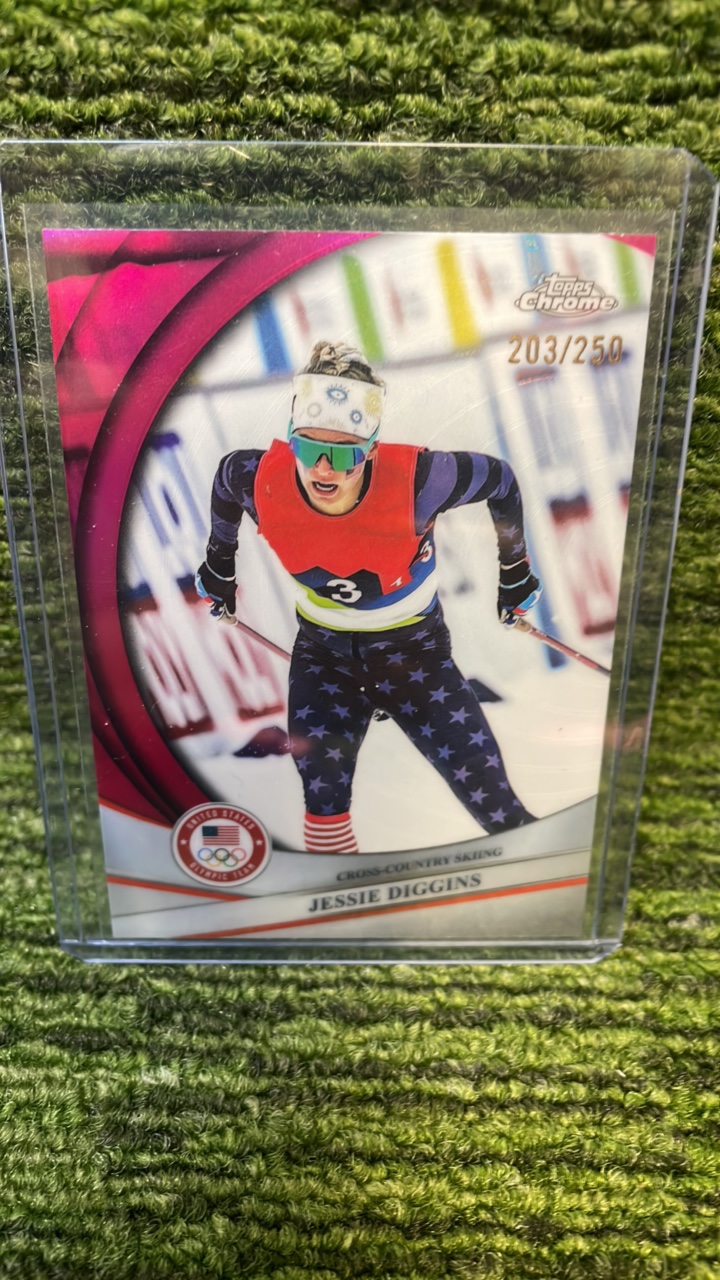 lot 44D image: 2026 Topps Chrome Winter Olympics, Jesse Diggins most decorated US cross country athlete numbered 250 Team USA