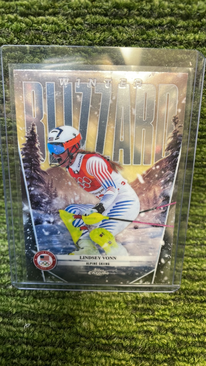 lot 44E image: 2026 Topps Chrome Winter Olympics, Lindsay Vaughn winter blizzard Insert Team USA