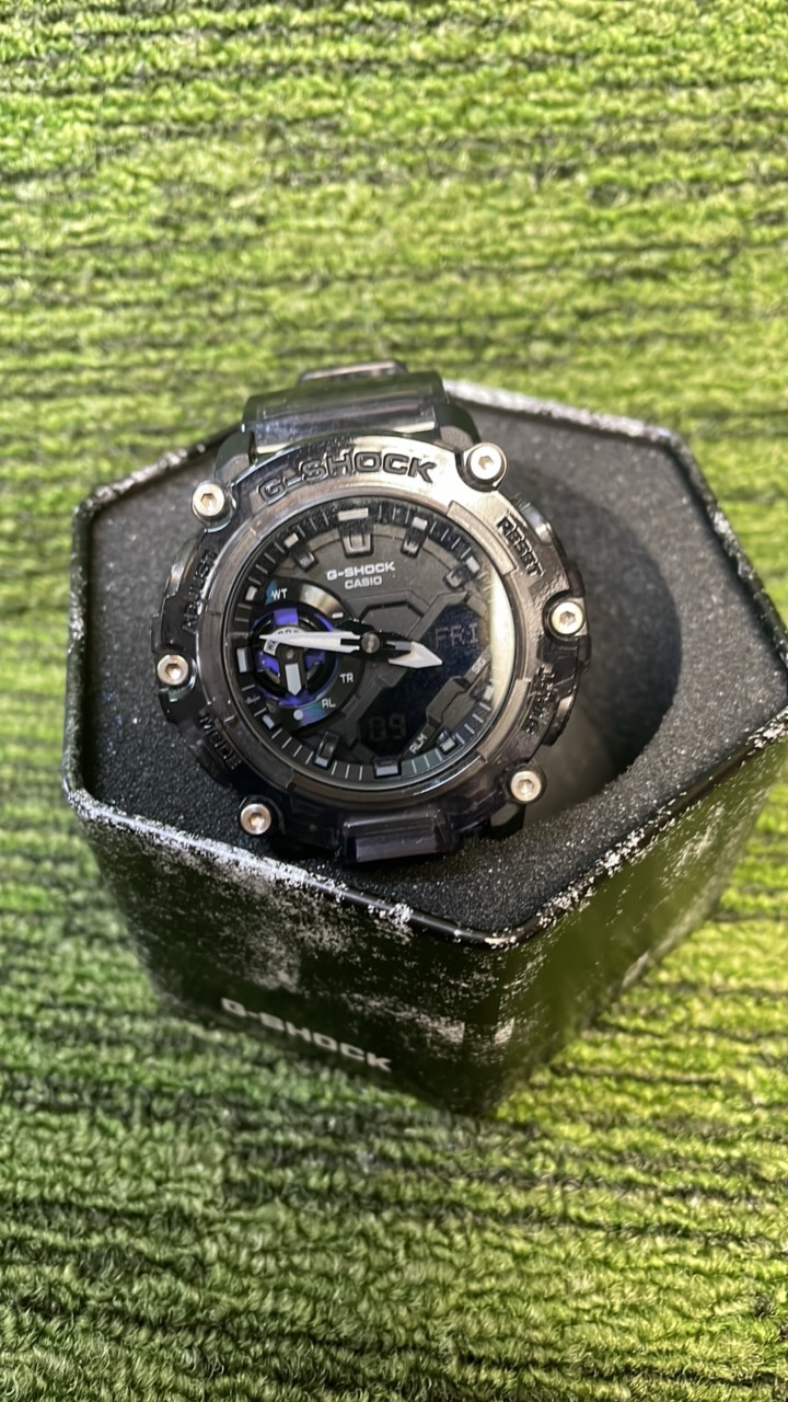 lot 47 image: G-SHOCK Watch- New, in the case Black with Clear wristband