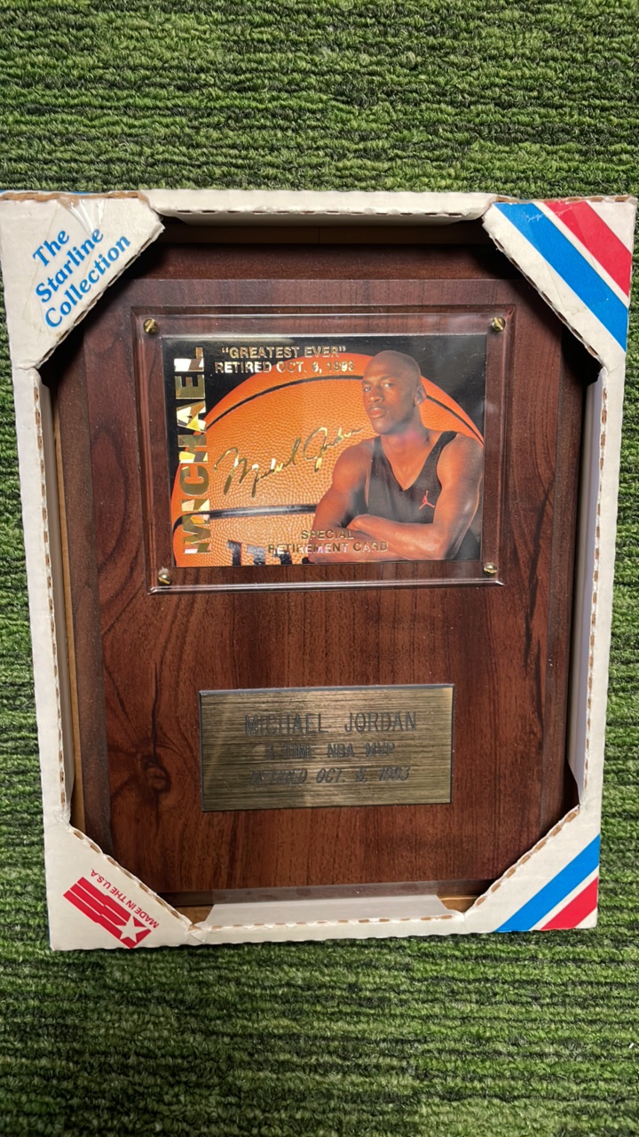 lot 53 image: 1993 Michael Jordan first Retirement plaque with card Chicago Bulls