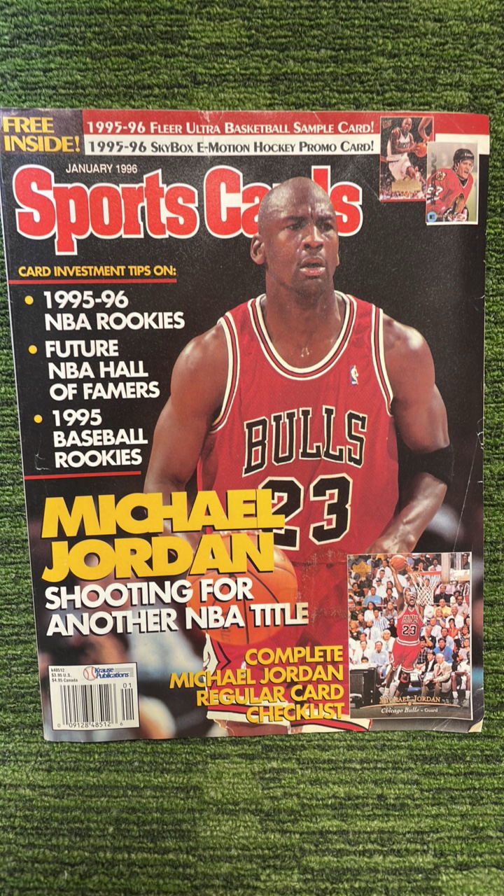 lot 55 image: 1996 January Sports cards, Michael Jordan on the cover Chicago Bulls
