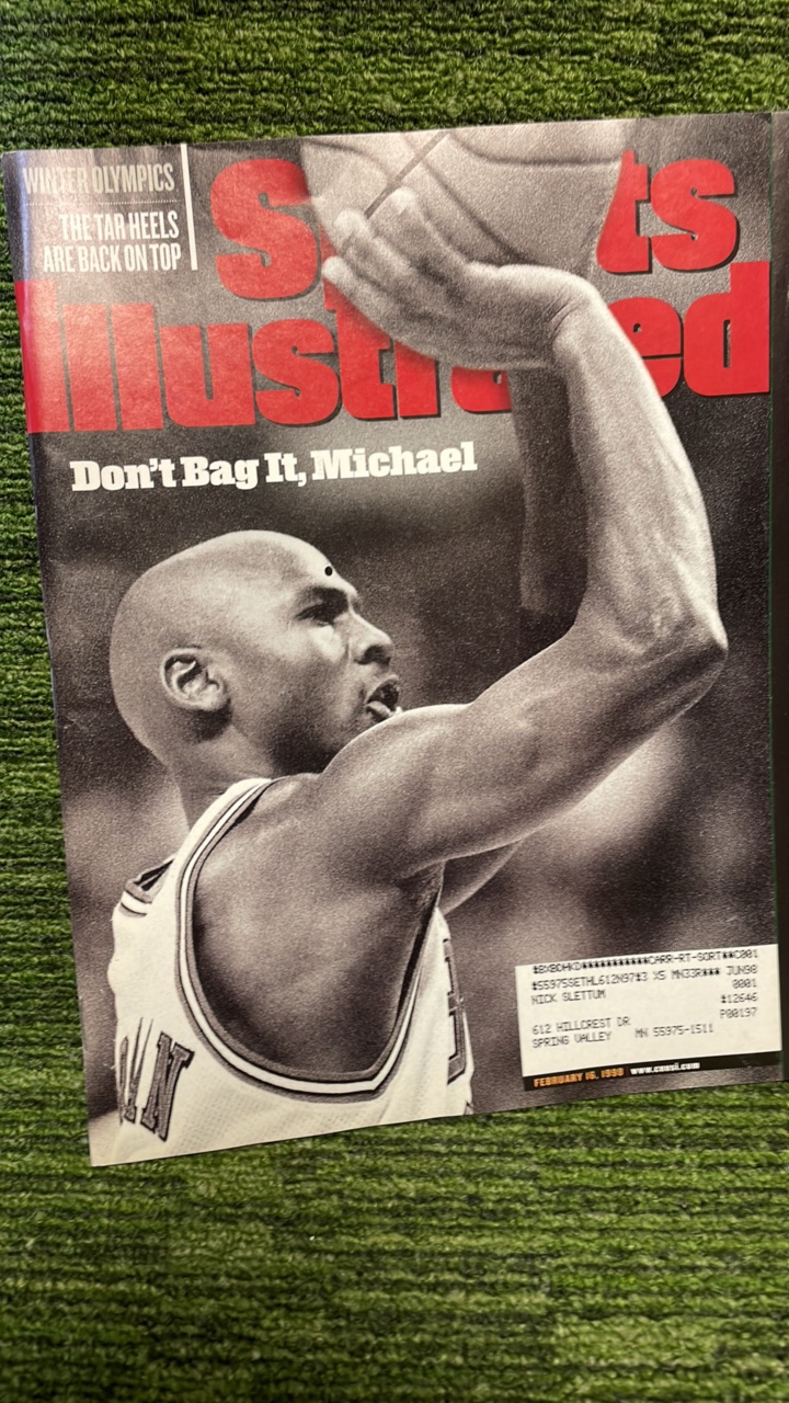 lot 56 image: February 1998 Sports Illustrated Michael Jordan Dont bag it Michael
