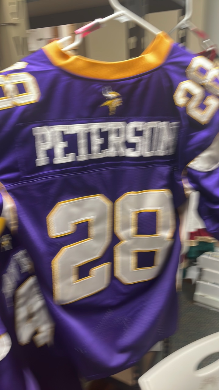 lot 69A image: Minnesota Vikings, Adrian Peterson official On field NFL jersey