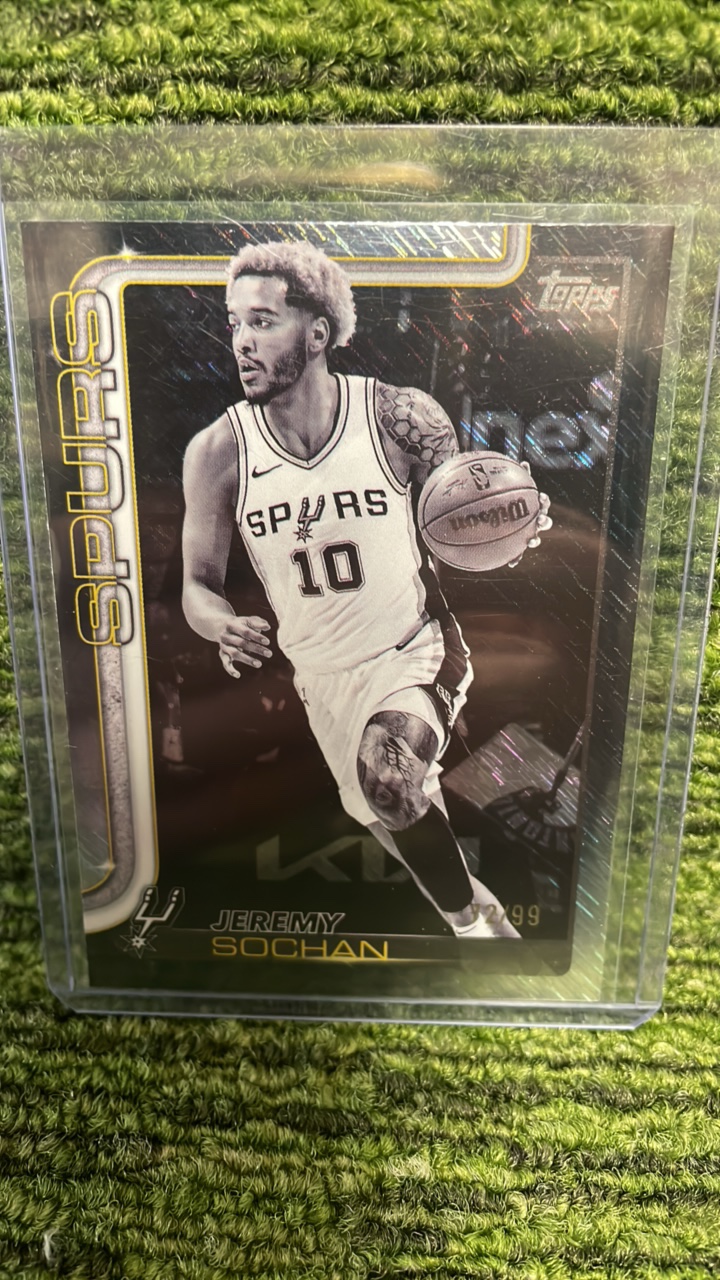 lot 74C image: 2025 Topps flagship Jeremy SOCHAN BLACKOUT NUMBERED99 San Antonio Spurs