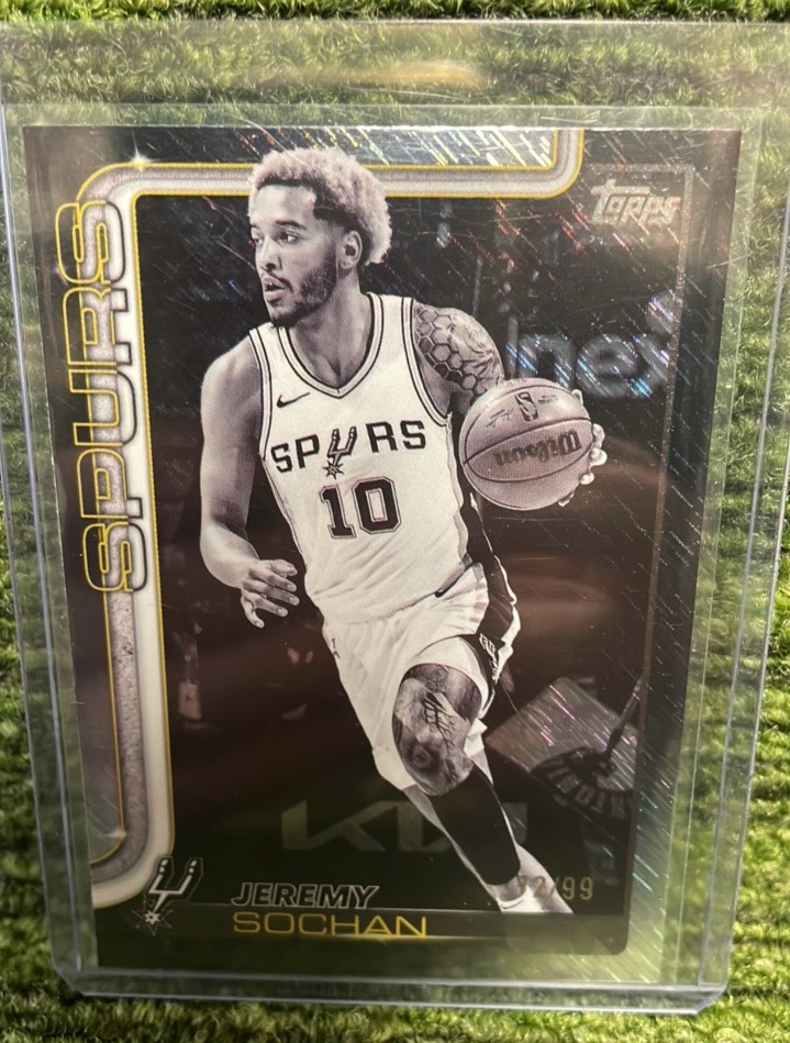 lot 74C image: 2025 Topps flagship Jeremy SOCHAN BLACKOUT NUMBERED99 San Antonio Spurs