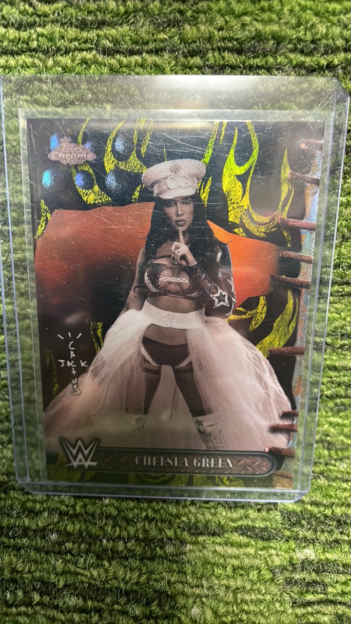 lot 82C image: 2025 Topps, WWE Cactus Jack Chelsea Green, yellow and black refractor