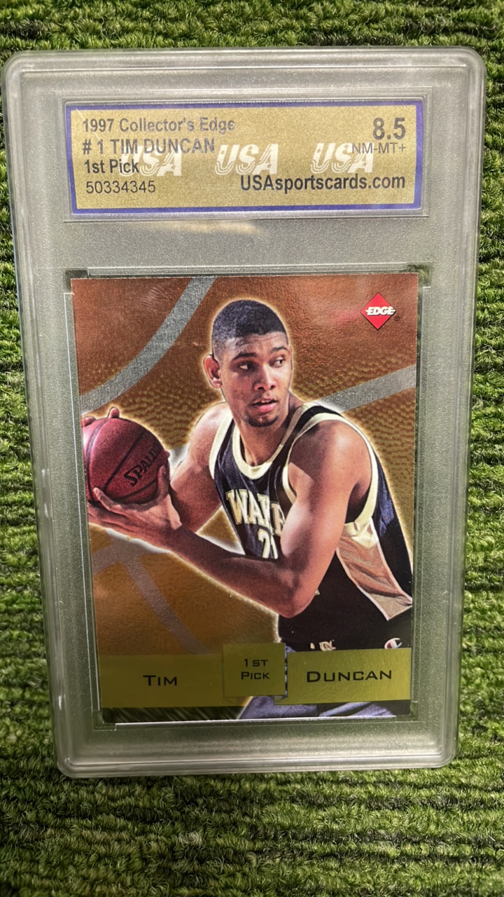 lot 84 image: 1997 Collectors Edge Tim Duncan first pick Rookie- graded 8.5