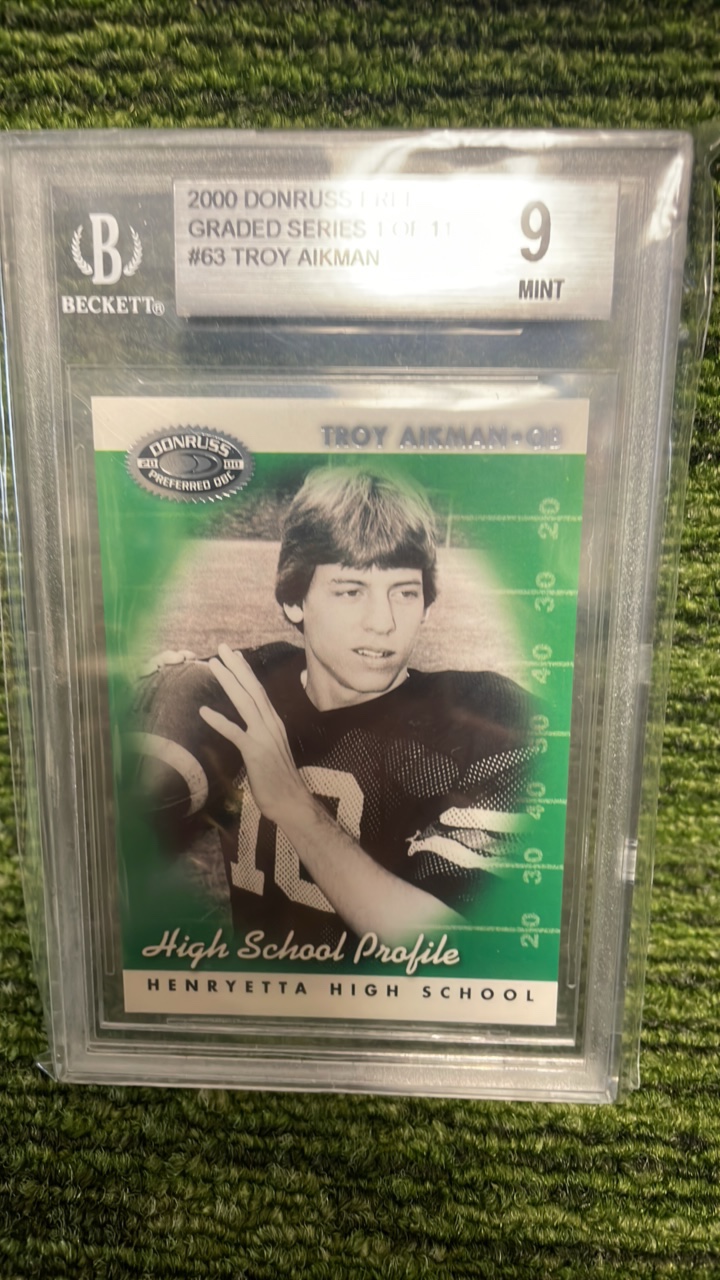 lot 85 image: 2000 Donruss Pref. Troy Aikman, Beckett graded 9 Mint-Dallas Cowboys
