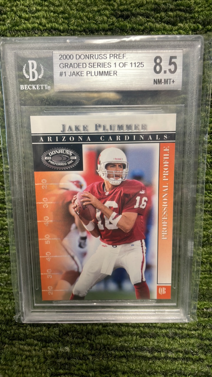 lot 87 image: 2000 Donruss Pref. Jake Plumber BGS graded 8.5 Arizona Cardinals