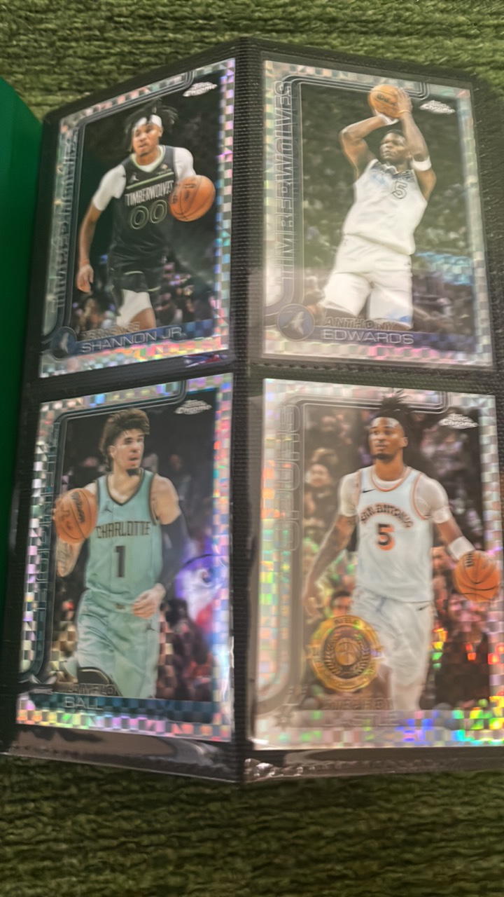 lot 96A image: 202526 Topps Chrome Basketball refractors and inserts stars and rookies 25 pages four cards per page 100 cards total