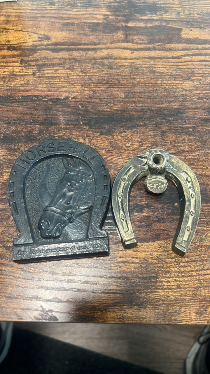 lot 124 image: vintage horse related paper weight and pen holder